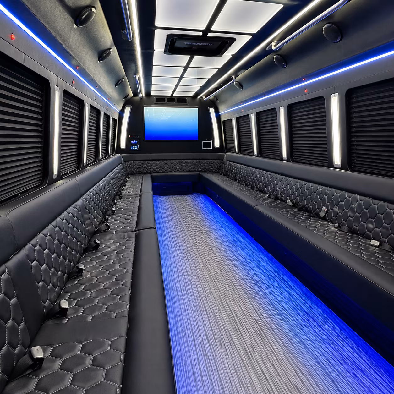 pueblo 50 passenger party bus inside